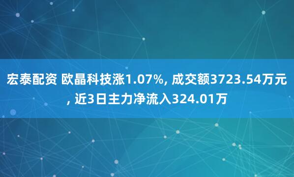 宏泰配资 欧晶科技涨1.07%, 成交额3723.54万元, 近3日主力净流入324.01万